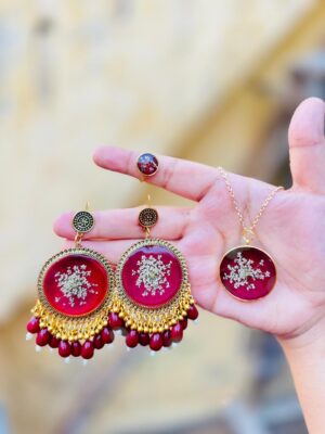 Resin Earings & pendent full set in mehroon Color|| Resin Jewellery