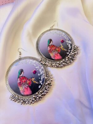 Resin Earings oversize with painting|| Resin Jewellery