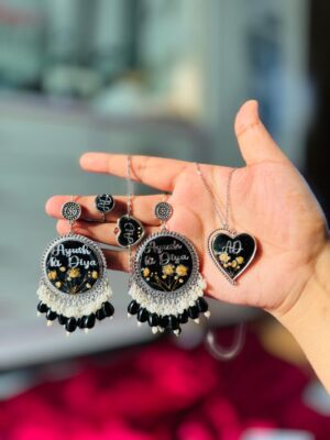 Resin Earings & pendent full set in black Color|| Resin Jewellery