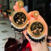 Resin Earings in black color with flowers|| Resin Jewellery
