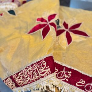 Handemade duptta with aplic work  red anf gold theme