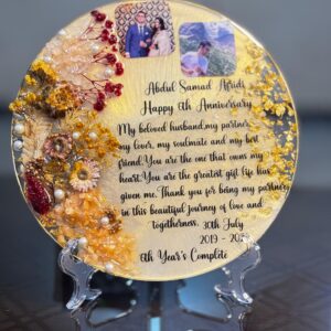 12 inches tray with flower preservation a wrriten text