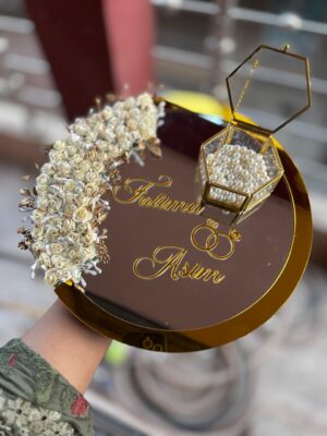 12 inches mirror tray with metal ring holder