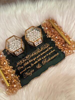 14 by 8 inches Resin Engagement tray with metal ring holders