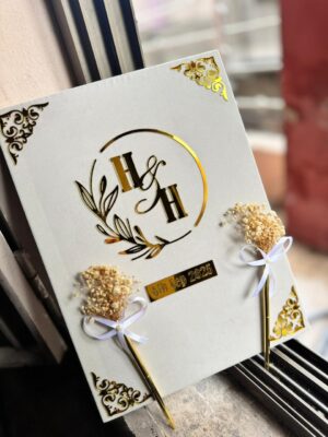 Booklet & pens Pair In white & golden theme A3 size