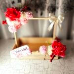 Baby Girl Gift Basket in Wooden base Pink Theme
