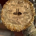 Umrah Mubarak Resin tray in opal and white color 10 inches