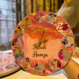 12 Inches pink baby clock with pictures