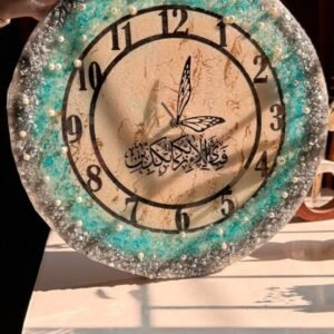 20 Inches clock with sky and silver crush and pearl