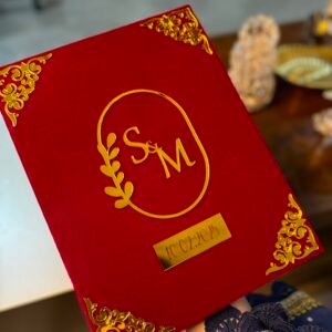 red velvet booklet in A3 size golden theme